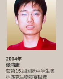 2004年获第 15 届国际中学生奥林匹克生物竞赛银牌 张鸿康