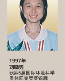 1997 年获第 5 届国际环境科学奥林匹克竞赛银牌 刘晓隽